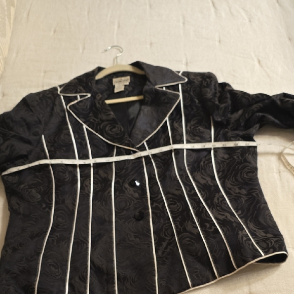 Black Tailored Pinstripe Suit Jacket - Picture 8 of 14